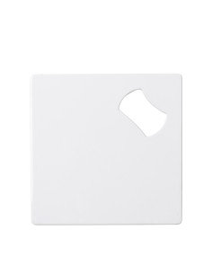 Ouvre-bouteille entièrement blanc en acier inoxydable (carré, 9 cm)