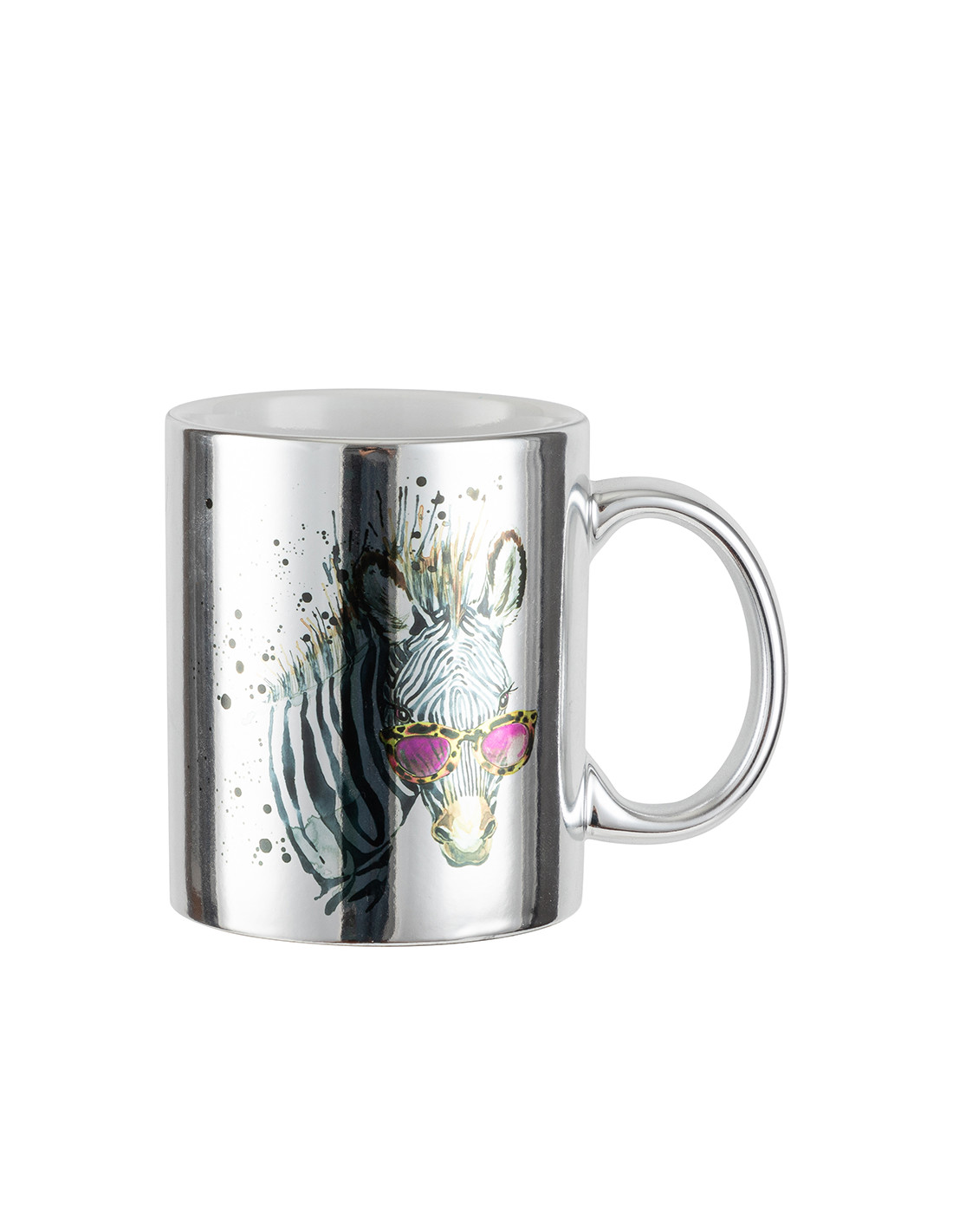 Tasse en céramique plaquée argent de 11 oz -
