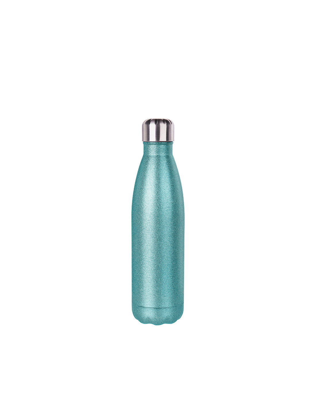 Bouteille en forme de cola en acier inoxydable à paillettes de 17 oz/500 ml (bleu clair)