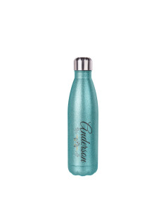 Botella con forma de cola de acero inoxidable con purpurina de 17 oz / 500 ml (azul claro) 2