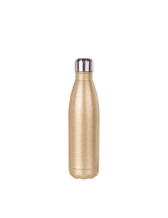 Botella con forma de cola de acero inoxidable con purpurina de 17 oz/500 ml (oro rosa)