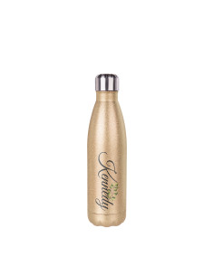 Botella con forma de cola de acero inoxidable con purpurina de 17 oz/500 ml (oro rosa) 2