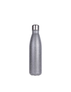 Botella con forma de cola de acero inoxidable con purpurina de 17 oz / 500 ml (gris)