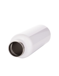 Botella de acero inoxidable con tapa de bambú portátil de 500 ml / 17 oz (blanca) 2
